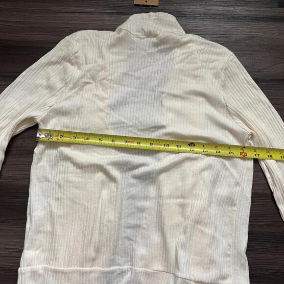 Paper Crane Women's Cardigan Size Small Beige Ribbed Drape Long Sleeves - Picture 8 of 8